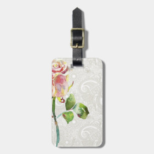 Etiqueta De Bagagem O teste padrão floral ornamentado com aguarela