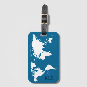 Etiqueta De Bagagem o viajante, mapa com iniciais personalizadas
