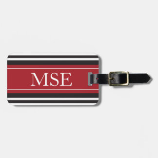 Etiqueta De Bagagem Obscuridade personalizada do monograma - listras