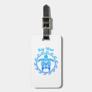 Etiqueta De Bagagem Ocean Blue Tribal Turtle Key Oeste