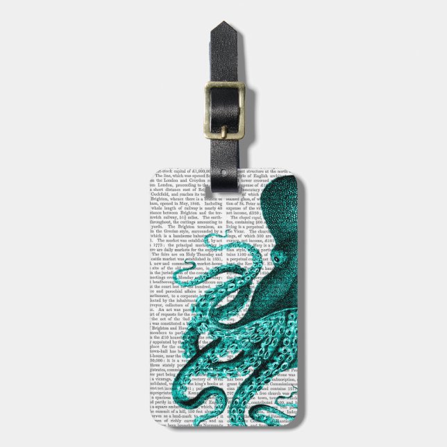 Etiqueta De Bagagem Octopus Green Half (Frente Vertical)