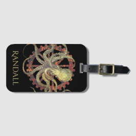 Etiqueta De Bagagem Octopus Steampunk Personalizado e Bloqueio Rusty
