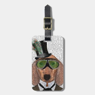 Etiqueta De Bagagem Óculos Verdes Dachshund - Chapéu Superior