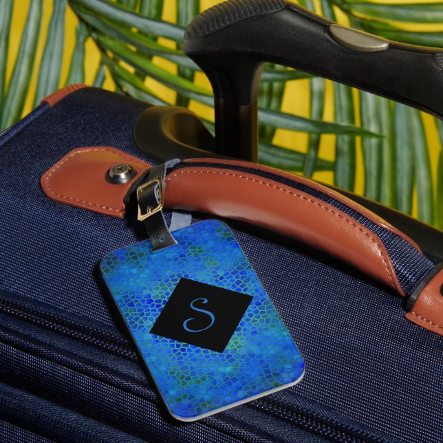 Etiqueta De Bagagem Ocultar Dinossauro Azul Personalizado (Frente Insitu 1)