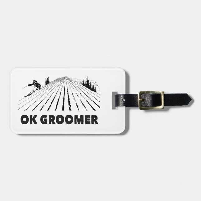 Etiqueta De Bagagem Ok Groomer Skiing (Frente Horizontal)