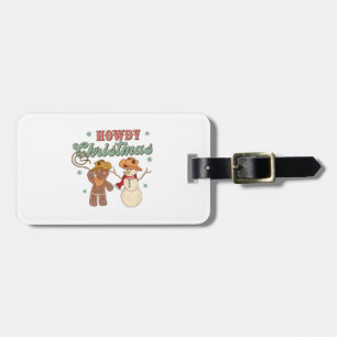 Etiqueta De Bagagem Olá Natal Cowboy Boneco de Neve Ocidental Divertid