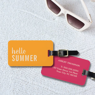 Etiqueta De Bagagem Olá Verão Tangerina & Vermelho Berry Viagem