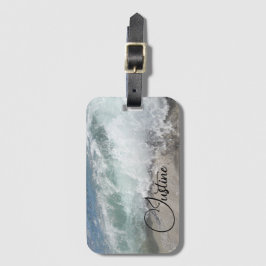 Etiqueta De Bagagem Onda de espuma marítima personalizada