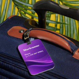 Etiqueta De Bagagem Onda Minimalista Gradiente Roxo Moderno