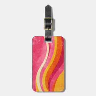 Etiqueta De Bagagem Ondas Cor-de-Rosa Retro – Fundo Ondulado Vintage