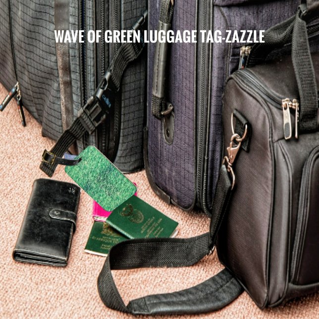 Etiqueta De Bagagem Ondas De Verde (Criador carregado)