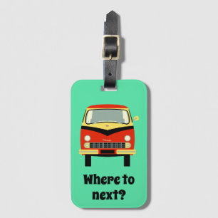 Etiqueta De Bagagem Onde a em seguida? Campista retro Van da viagem