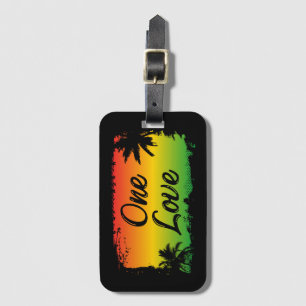 Etiqueta De Bagagem One Love Jamaican Rastafari Tropical Palm Trees