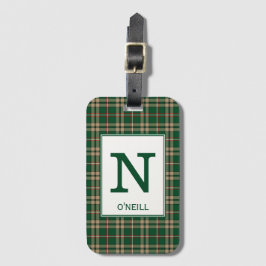 Etiqueta De Bagagem O'Neill Tartan Green e Tan Xadrez Patterno