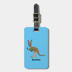 Etiqueta De Bagagem Óptica ilustração de canguru australiano feliz