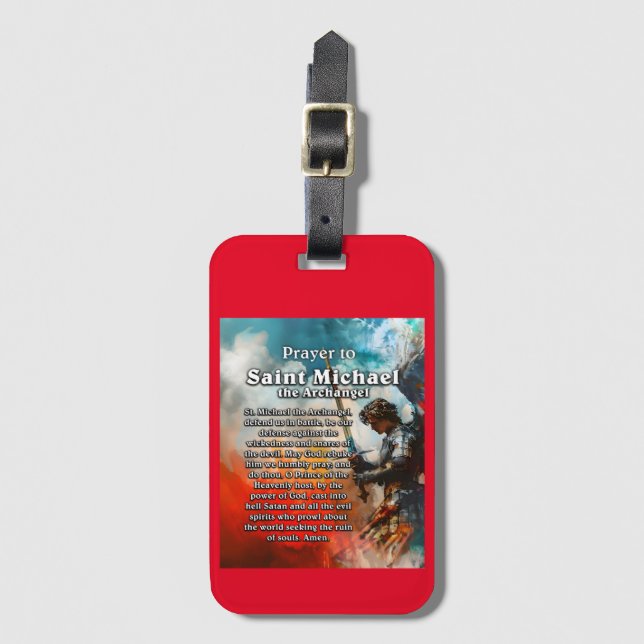 Etiqueta De Bagagem Oração ao Santo Michael o Arcanjo (Frente Vertical)