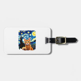 Etiqueta De Bagagem Orange Cat Selfie  Starry Night Cat Mom Cat Lovers