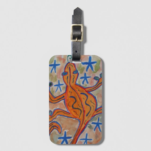 Etiqueta De Bagagem Orange Gecko (Frente Vertical)