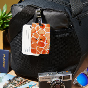 Etiqueta De Bagagem Orange Giraffe Animal Print