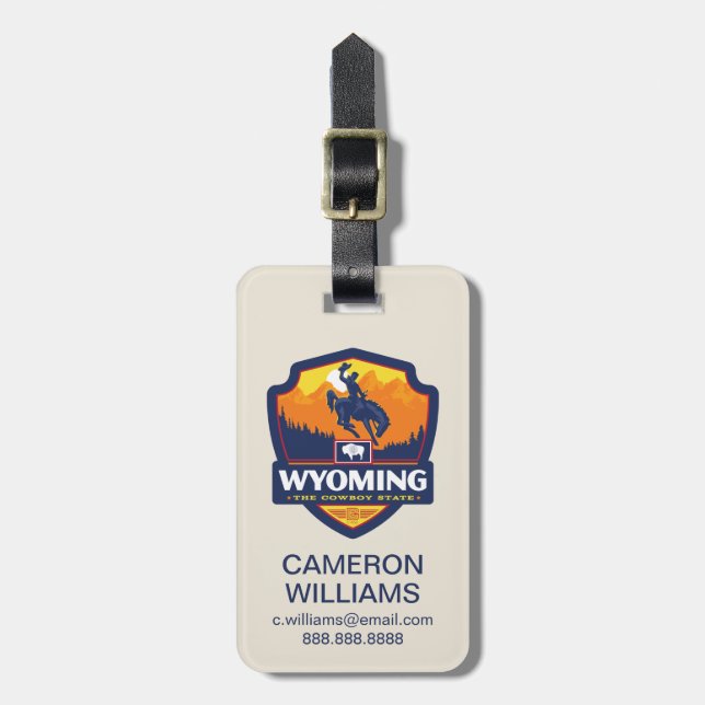 Etiqueta De Bagagem Orgulho Estatal | Wyoming (Frente Vertical)