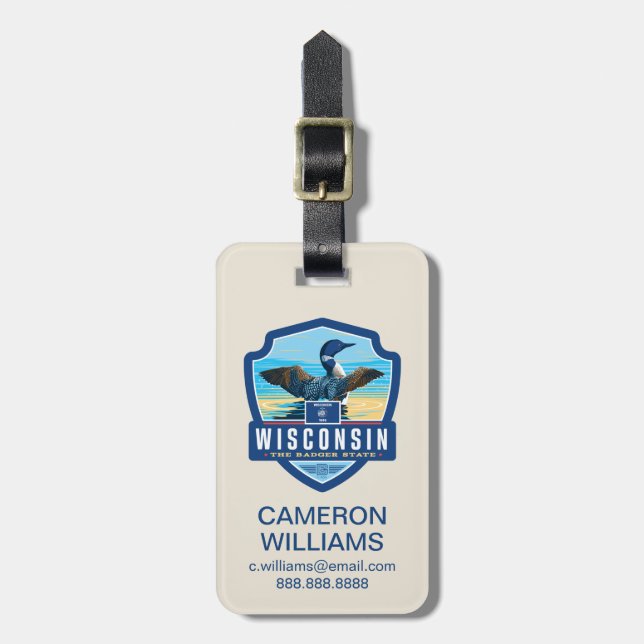 Etiqueta De Bagagem Orgulho | Wisconsin do estado (Frente Vertical)