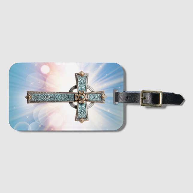 Etiqueta De Bagagem Ornamentado Chriistian Cross (Frente Horizontal)