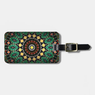 Etiqueta De Bagagem Ornamentado Floral Verde