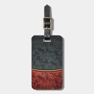 Etiqueta De Bagagem Ornamento do vintage vermelho e preto