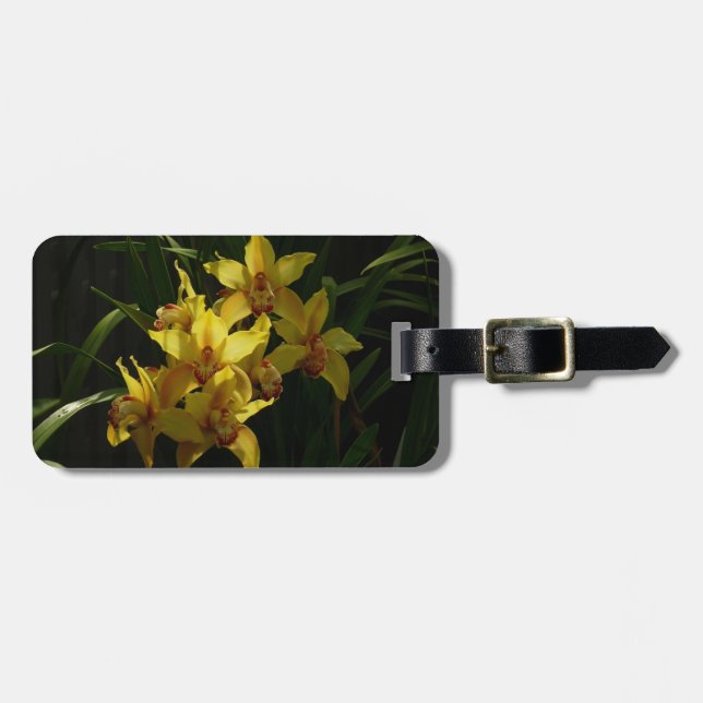 Etiqueta De Bagagem Orquídeas Amarelas Sunlitivas Floral (Frente Horizontal)