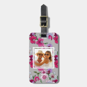 Etiqueta De Bagagem Orquídeas feitas sob encomenda do rosa da foto na