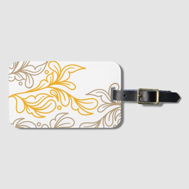 Etiqueta De Bagagem Ouro Boho Leaf Design (Frente Horizontal)