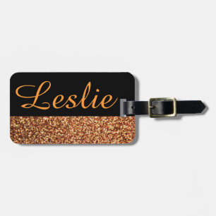 Etiqueta De Bagagem Ouro Glittery personalizado do vintage