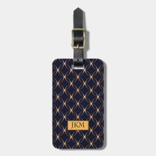 Etiqueta De Bagagem ouro negro luxuoso Monograma metálico personalizad