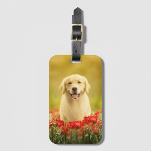 Etiqueta De Bagagem Ouro para sempre nas flores vermelhas