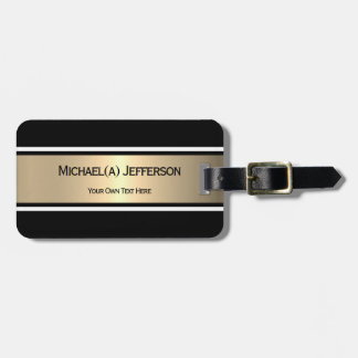 Etiqueta De Bagagem Ouro Preto Elegante Moderno Personalizado Chic