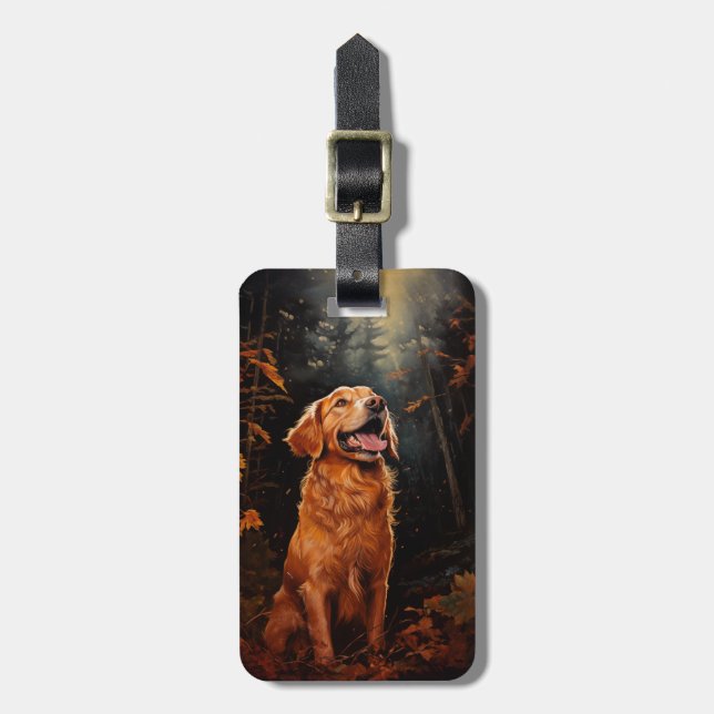 Etiqueta De Bagagem Ouro Retriever à noite (Frente Vertical)