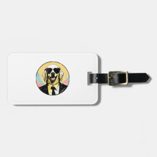 Etiqueta De Bagagem Ouro Retriever Cog Businessman