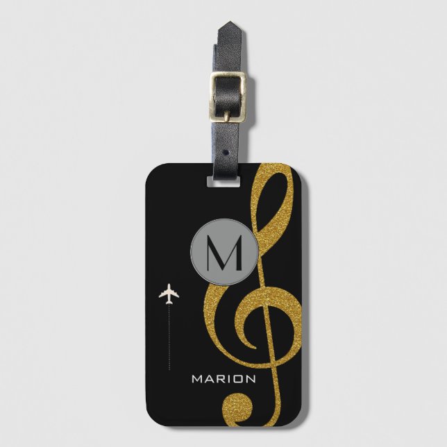 Etiqueta De Bagagem ouro trible clef. (Frente Vertical)