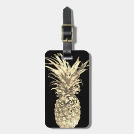 Etiqueta De Bagagem Ouro tropical do abacaxi