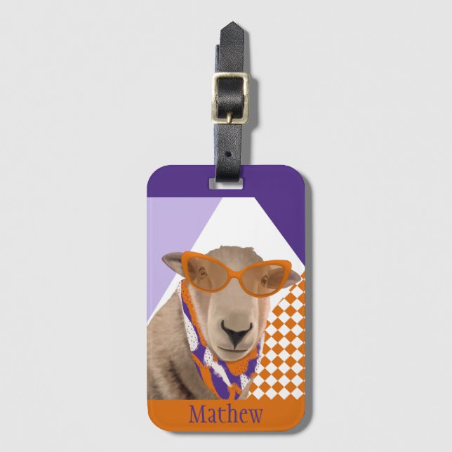 Etiqueta De Bagagem Ovelha Bonita Com Óculos (Frente Vertical)