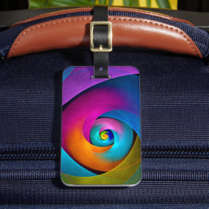 Etiqueta De Bagagem Padrão Azul Cor-de-rosa Abstrato Floral Moderno #1