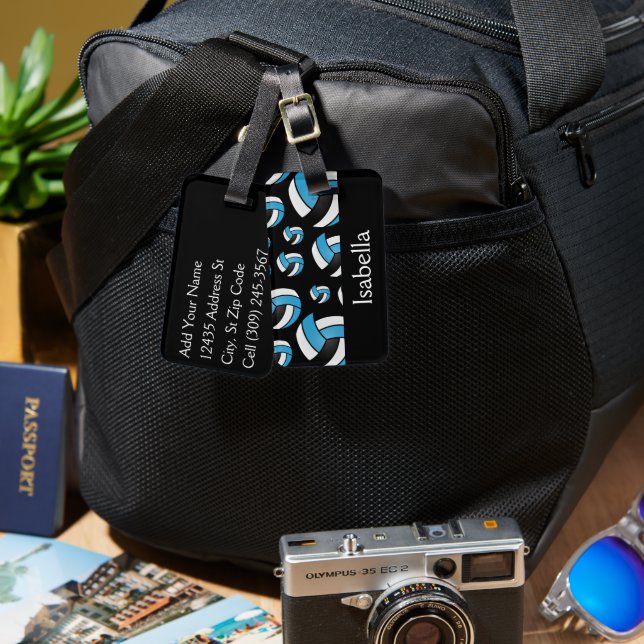 Etiqueta De Bagagem Padrão Azul do Esporte de Voleibol (Frente e verso)