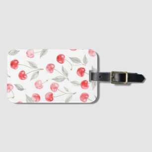 Etiqueta De Bagagem Padrão bonito de fruta de cereja de Aquarela