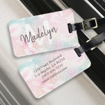 Etiqueta De Bagagem Padrão Bonito Glamoroso da Literatura Rosa<br><div class="desc">Personalize facilmente este padrão bonito de brilho do boque rosa com seu nome personalizado e/ou monograma.</div>