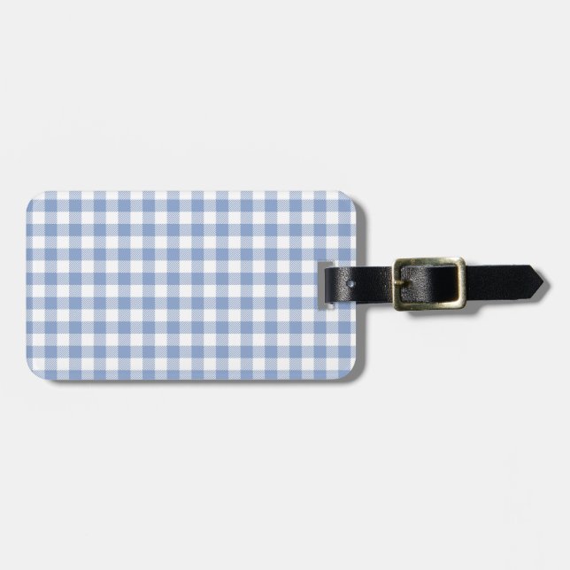 Etiqueta De Bagagem Padrão clássico Gingham azul verificado (Frente Horizontal)