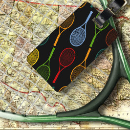 Etiqueta De Bagagem padrão colorido de rackets de tênis