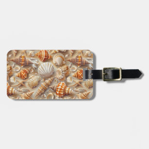 Etiqueta De Bagagem Padrão Costeira Elegance Seashell