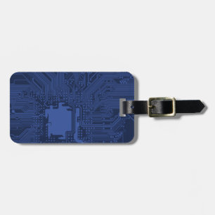 Etiqueta De Bagagem Padrão da placa-mãe do Geek azul