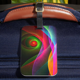 Etiqueta De Bagagem Padrão de Abstrato de Arte Vermelho Verde Laranja