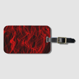Etiqueta De Bagagem Padrão de Abstrato de Linha Curva Vermelha Neon d
